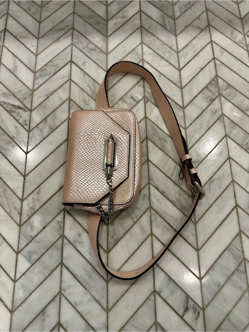 Mackage Metallic Blush Crossbody Bag with Chain Accent